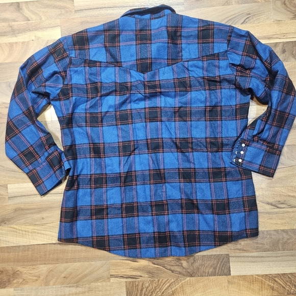 Vintage Karman Western Pearl Snap Shirt Plaid Cowboy Rodeo 18 35 XL - Picture 5 of 6